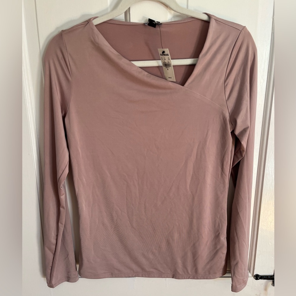 NWT Express Body Contour Top Asymmetrical Compression Shapewear Long Sleeve